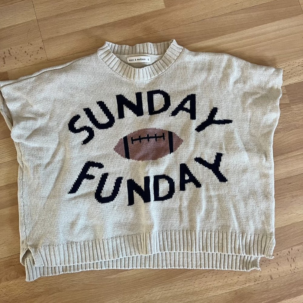 Sunday Funday Football Sleeveless womens sweater - moon & madison